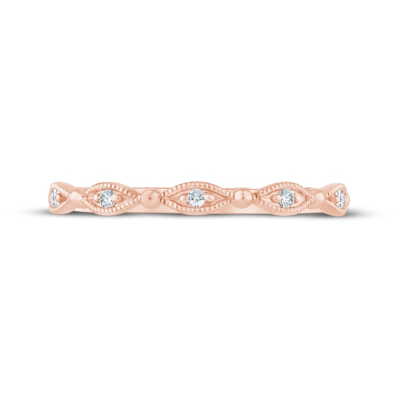 Main Image 3 of Lab-Grown Diamonds Milgrain Anniversary Ring 1/20 ct tw 10K Rose Gold