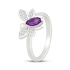 Thumbnail Image 2 of Marquise-Cut Amethyst & White Lab-Created Sapphire Bee Ring Sterling Silver