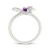 Thumbnail Image 3 of Marquise-Cut Amethyst & White Lab-Created Sapphire Bee Ring Sterling Silver