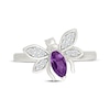Thumbnail Image 4 of Marquise-Cut Amethyst & White Lab-Created Sapphire Bee Ring Sterling Silver