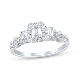 Adore Emerald-Cut Diamond Three-Stone Engagement Ring 1 ct tw 14K White Gold