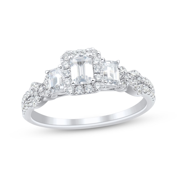 Adore Emerald-Cut Diamond Three-Stone Engagement Ring 1 ct tw 14K White Gold