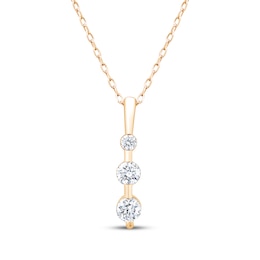 Memories Moments Magic Certified Diamond Three-Stone Drop Necklace 1/2 ct tw 18K Yellow Gold 18"