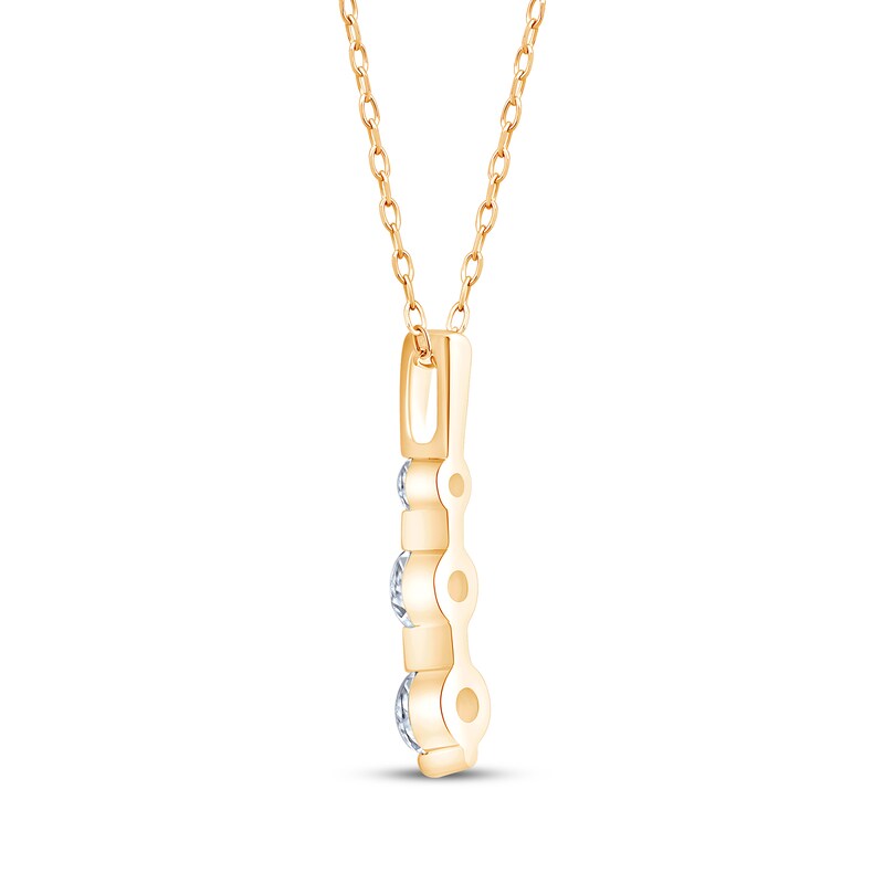 Main Image 3 of Memories Moments Magic Certified Diamond Three-Stone Drop Necklace 1/2 ct tw 18K Yellow Gold 18"