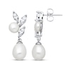 Thumbnail Image 1 of Cultured Pearl & Cubic Zirconia Drop Earrings Sterling Silver