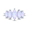 Thumbnail Image 3 of Marquise-Cut Lab-Created Opal & White Lab-Created Sapphire Five-Stone Ring Sterling Silver