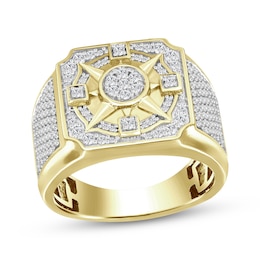 Men's Diamond Compass Ring 1 ct tw 10K Yellow Gold