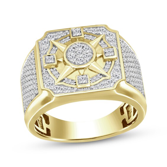 Men's Diamond Compass Ring 1 ct tw 10K Yellow Gold