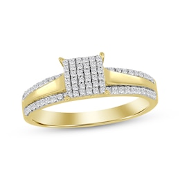 Multi-Diamond Square Fashion Ring 1/5 ct tw 10K Yellow Gold