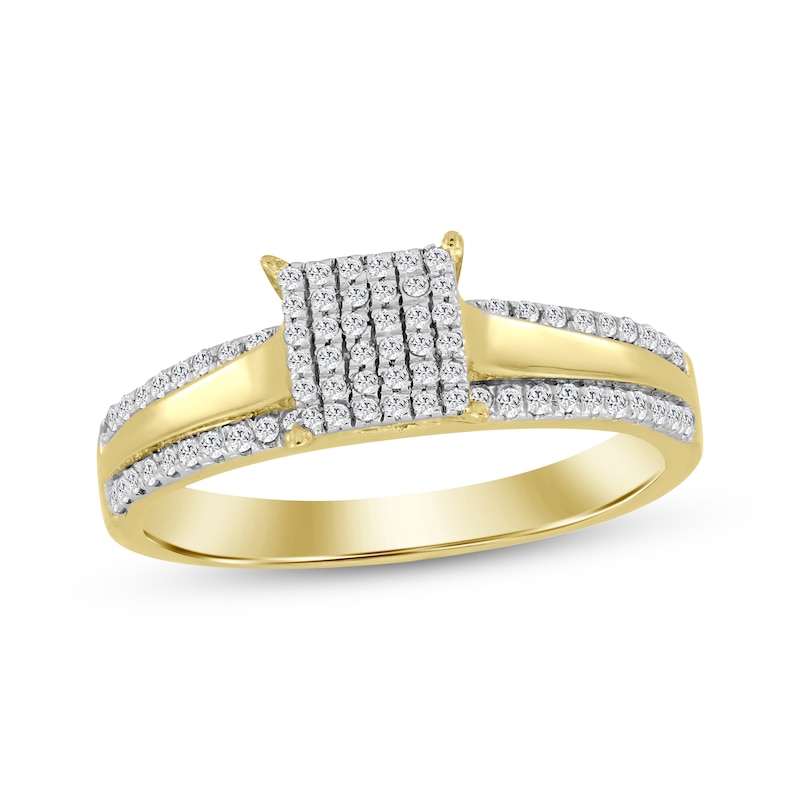 Main Image 1 of Multi-Diamond Square Fashion Ring 1/5 ct tw 10K Yellow Gold