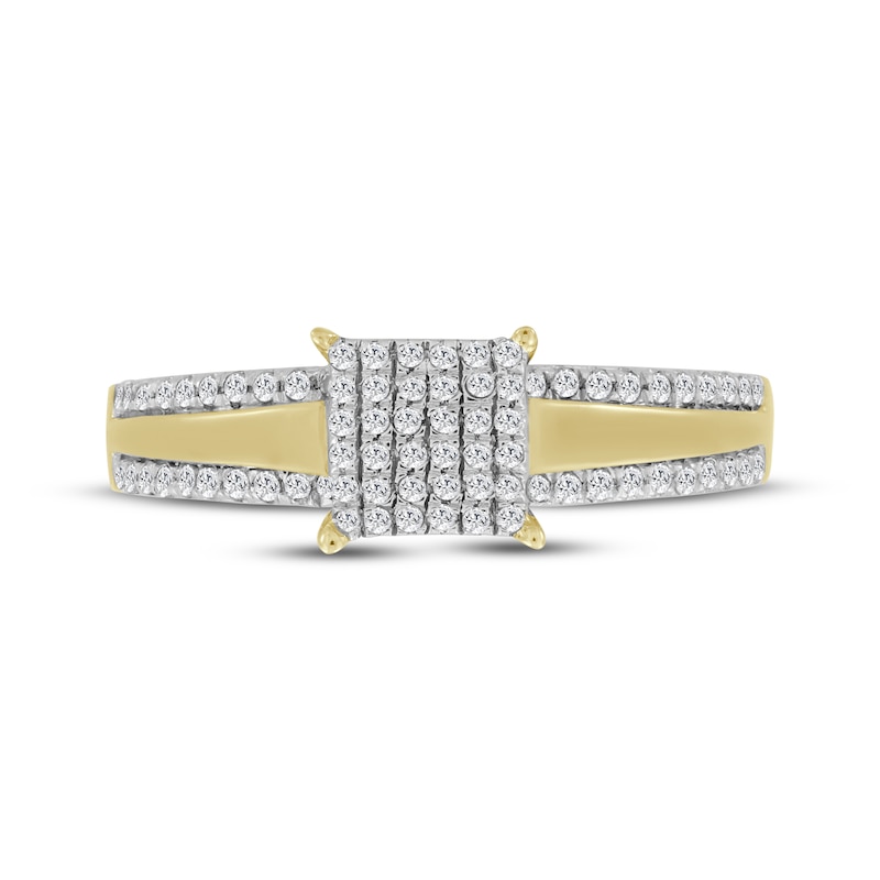 Main Image 3 of Multi-Diamond Square Fashion Ring 1/5 ct tw 10K Yellow Gold