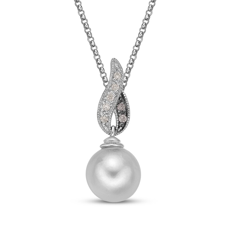 Main Image 1 of Le Vian Cultured Pearl Necklace 1/15 ct tw Diamonds 14K Vanilla Gold 20"