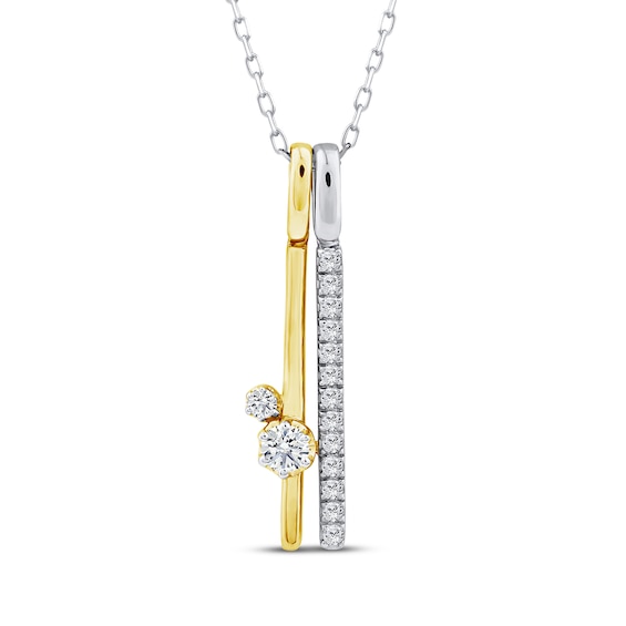 KAY Lab-Grown Diamonds Double Bar Necklace 1/4 ct tw Sterling Silver & 10K Yellow Gold 18"