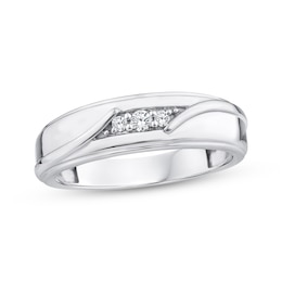 Men's Diamond Three-Stone Ring 1/10 ct tw 10K White Gold