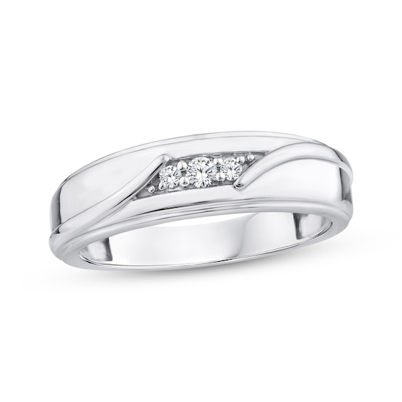 Men's Diamond Three-Stone Ring 1/10 ct tw 10K White Gold