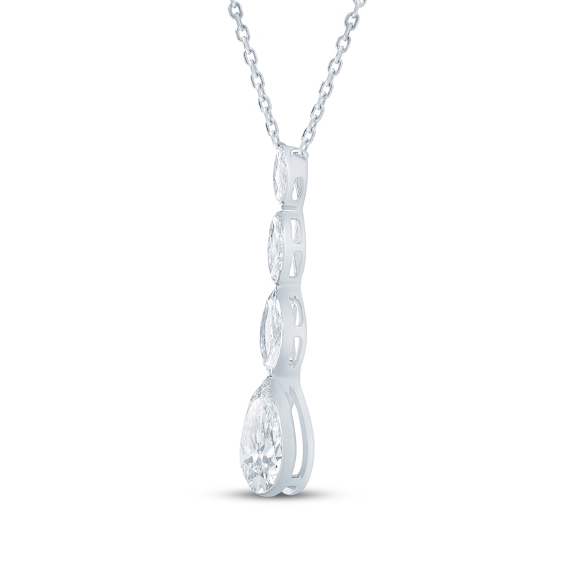 Main Image 2 of KAY Lab-Grown Diamonds Seamless Marquise-Cut & Pear-Shaped Drop Necklace 1-1/2 ct tw 14K White Gold 18"