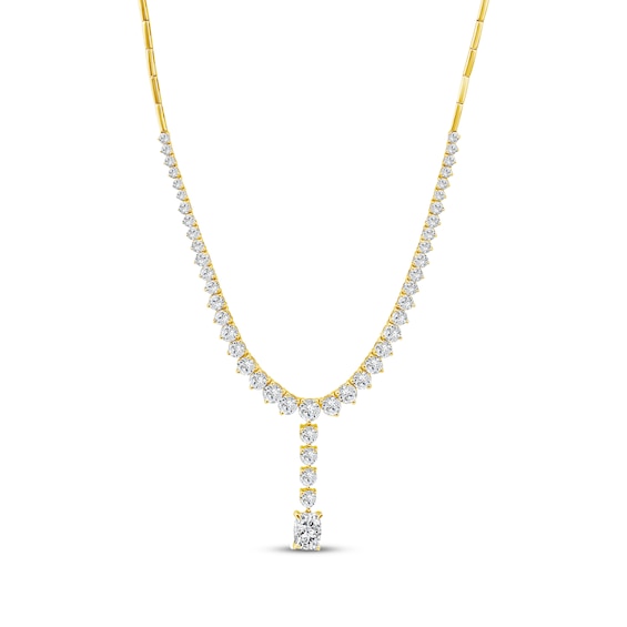 KAY Lab-Grown Diamonds Elongated Cushion & Round-Cut Y-Drop Necklace 5 ct tw 10K Yellow Gold 18"