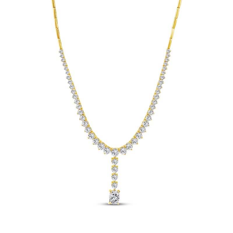 Main Image 1 of KAY Lab-Grown Diamonds Elongated Cushion & Round-Cut Y-Drop Necklace 5 ct tw 10K Yellow Gold 18"