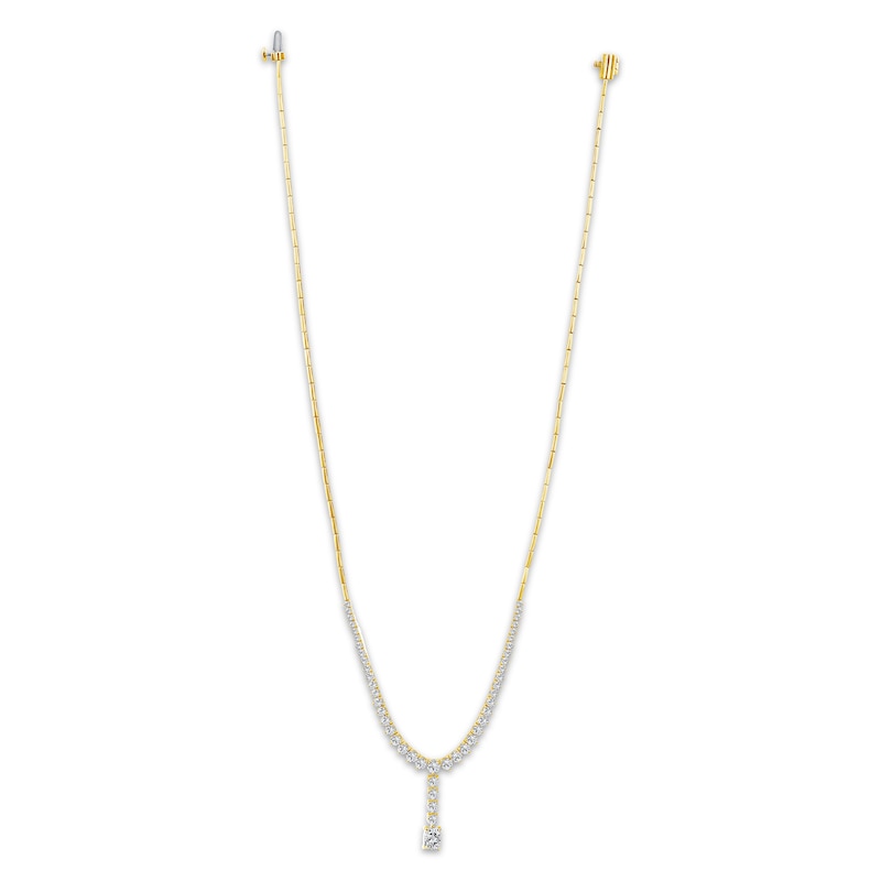 Main Image 2 of KAY Lab-Grown Diamonds Elongated Cushion & Round-Cut Y-Drop Necklace 5 ct tw 10K Yellow Gold 18"