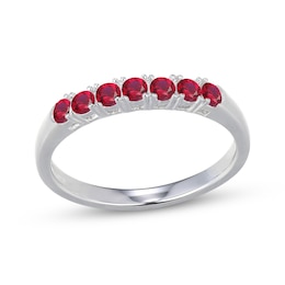 Lab-Created Ruby Seven-Stone Ring Sterling Silver