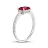 Thumbnail Image 2 of Emerald-Cut Lab-Created Ruby & White Lab-Created Sapphire East-West Ring Sterling Silver