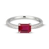 Thumbnail Image 3 of Emerald-Cut Lab-Created Ruby & White Lab-Created Sapphire East-West Ring Sterling Silver