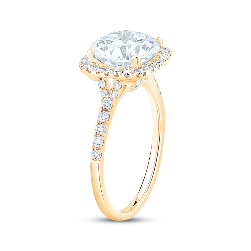 Main Image 2 of Adore Lab-Grown Diamonds Round-Cut Cushion Halo Engagement Ring 3-1/2 ct tw 14K Yellow Gold