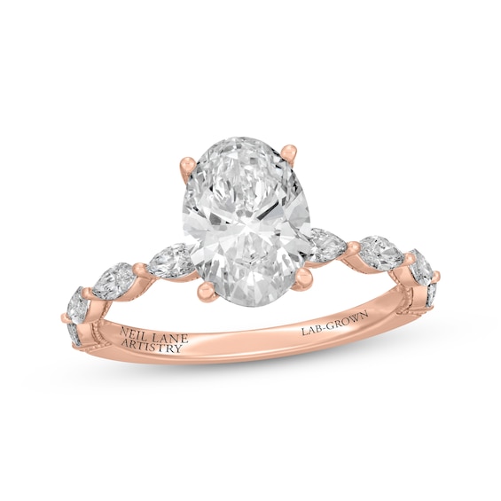 Neil Lane Artistry Oval-Cut Lab-Grown Diamond Engagement Ring 2-5/8 ct tw 14K Rose Gold