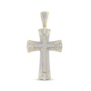 Thumbnail Image 1 of Men's Baguette & Round-Cut Diamond Flared Cross Charm 1/2 ct tw 10K Yellow Gold