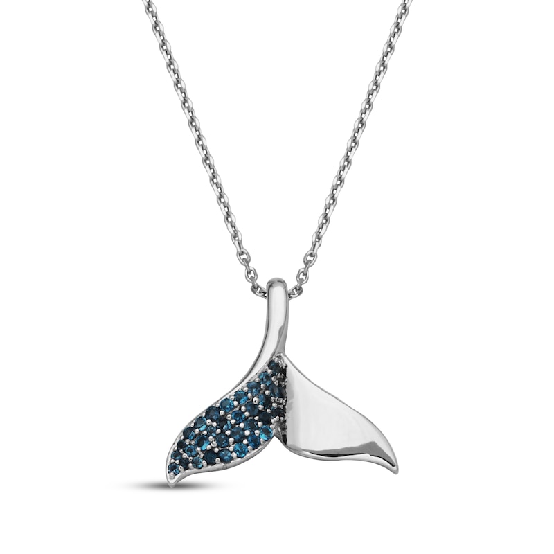Main Image 1 of London Blue Topaz Whale Tail Necklace Sterling Silver 18"