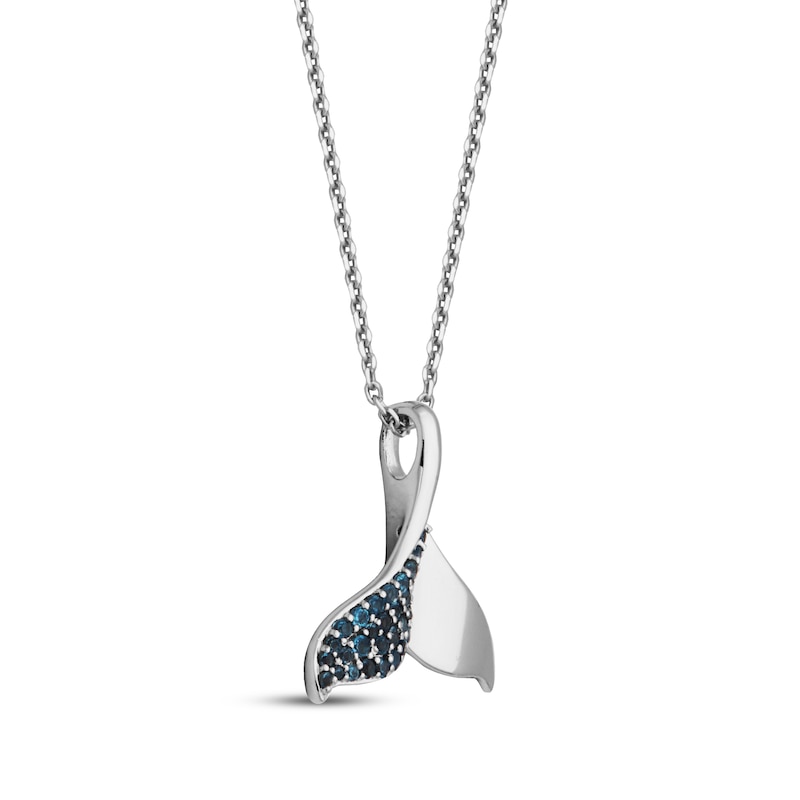 Main Image 2 of London Blue Topaz Whale Tail Necklace Sterling Silver 18"