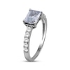 Thumbnail Image 2 of Emerald-Cut Aquamarine & White Lab-Created Sapphire Ring Sterling Silver