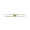 Thumbnail Image 1 of Emerald-Cut Emerald & Diamond Bracelet 1/4 ct tw 14K Yellow Gold 7.5"