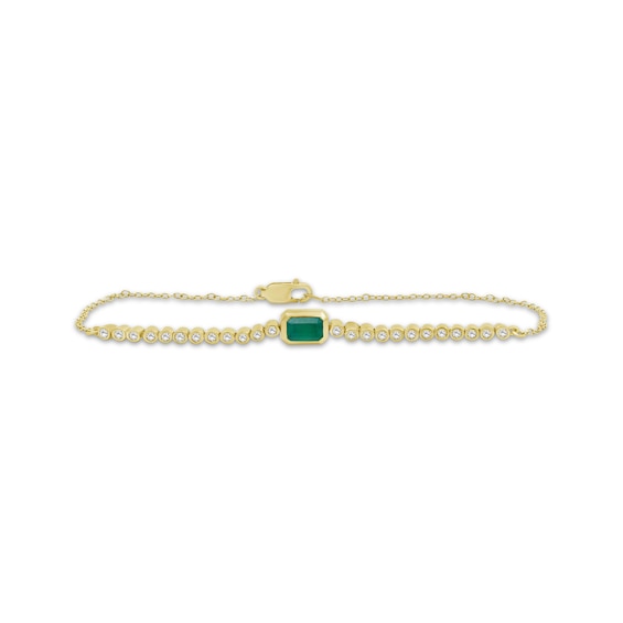 Emerald-Cut Emerald & Diamond Bracelet 1/4 ct tw 14K Yellow Gold 7.5"