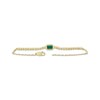 Thumbnail Image 2 of Emerald-Cut Emerald & Diamond Bracelet 1/4 ct tw 14K Yellow Gold 7.5"