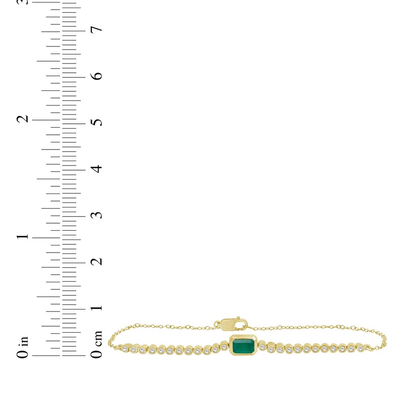 Main Image 3 of Emerald-Cut Emerald & Diamond Bracelet 1/4 ct tw 14K Yellow Gold 7.5"