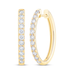 Adore Heirloom Certified Diamond Oval Hoop Earrings 1 ct tw 18K Yellow Gold