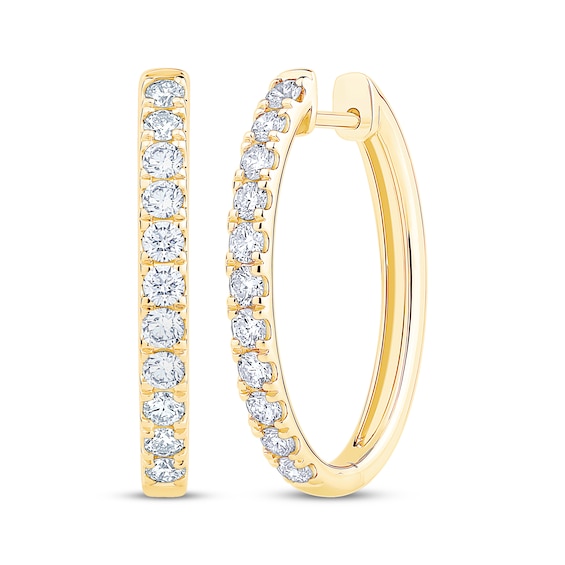 Adore Heirloom Certified Diamond Oval Hoop Earrings 1 ct tw 18K Yellow Gold