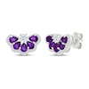 Thumbnail Image 1 of Pear-Shaped Amethyst & White Lab-Created Sapphire Fan Stud Earrings Sterling Silver