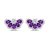 Thumbnail Image 2 of Pear-Shaped Amethyst & White Lab-Created Sapphire Fan Stud Earrings Sterling Silver