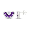 Thumbnail Image 3 of Pear-Shaped Amethyst & White Lab-Created Sapphire Fan Stud Earrings Sterling Silver