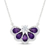 Thumbnail Image 1 of Pear-Shaped Amethyst & White Lab-Created Sapphire Fan Necklace Sterling Silver 18"