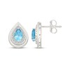 Thumbnail Image 3 of Pear-Shaped Swiss Blue Topaz & White Lab-Created Sapphire Halo Stud Earrings Sterling Silver