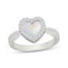 Thumbnail Image 1 of Heart-Shaped White Mother-of-Pearl & White Lab-Created Sapphire Ring Sterling Silver