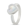 Thumbnail Image 2 of Heart-Shaped White Mother-of-Pearl & White Lab-Created Sapphire Ring Sterling Silver