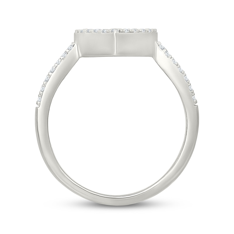 Main Image 3 of Heart-Shaped White Mother-of-Pearl & White Lab-Created Sapphire Ring Sterling Silver