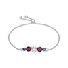 Thumbnail Image 1 of Blue and White Lab-Created Sapphire & Lab-Created Ruby Bolo Bracelet Sterling Silver