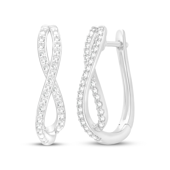 Diamond Infinity Crossover U-Hoop Earrings 1/5 ct tw Sterling silver