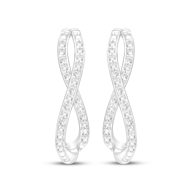 Main Image 2 of Diamond Infinity Crossover U-Hoop Earrings 1/5 ct tw Sterling silver