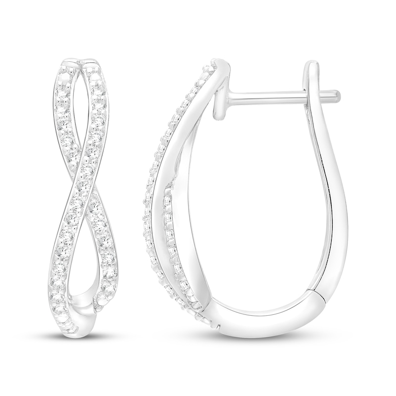 Main Image 3 of Diamond Infinity Crossover U-Hoop Earrings 1/5 ct tw Sterling silver